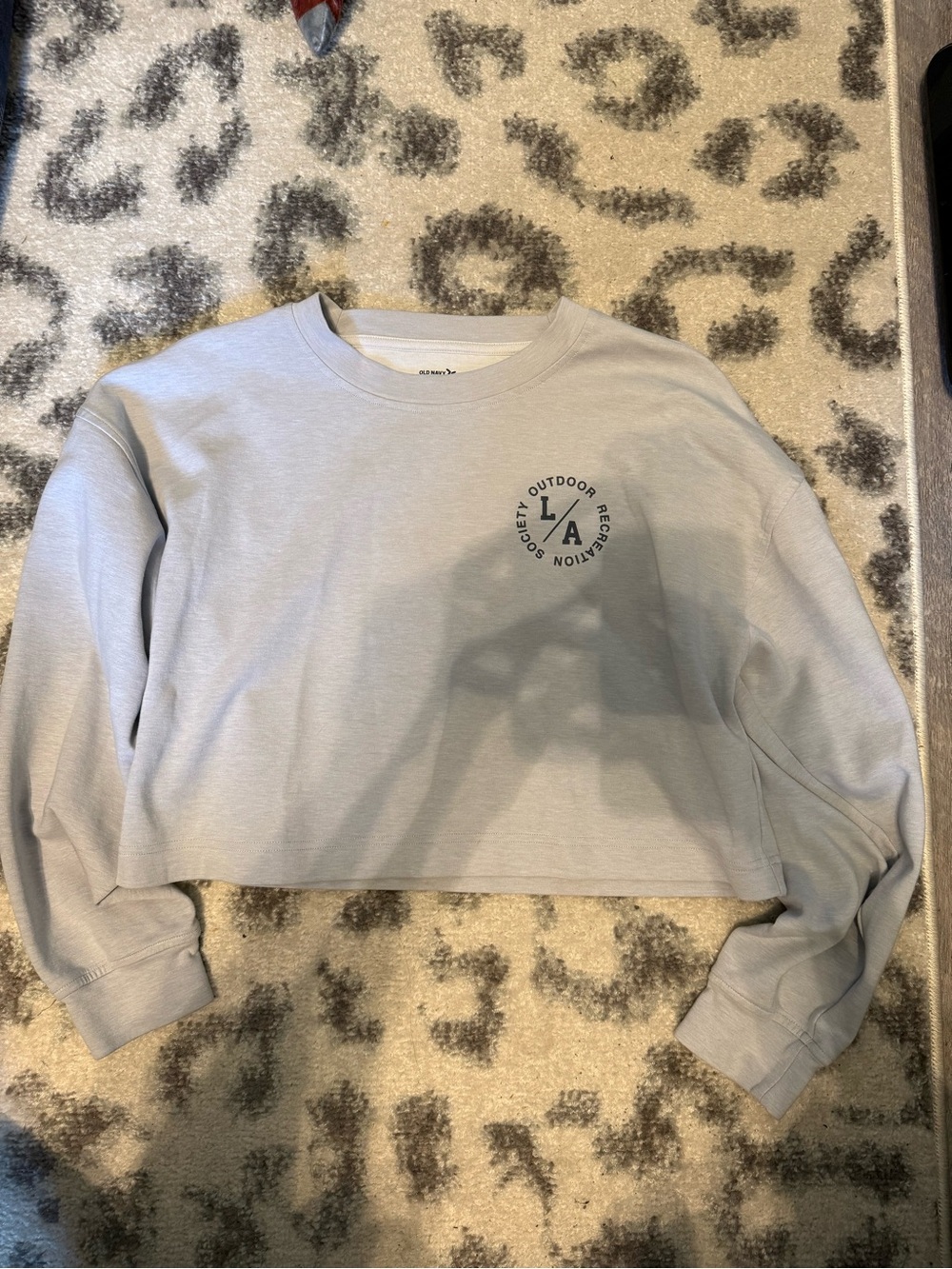 Old Navy Cropped Light Gray Crewneck Sweatshirt